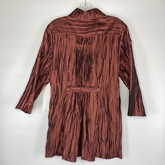 Noelle Burgundy Crinkled Tunic Jacket Size 8/10 - Picture 2 of 9